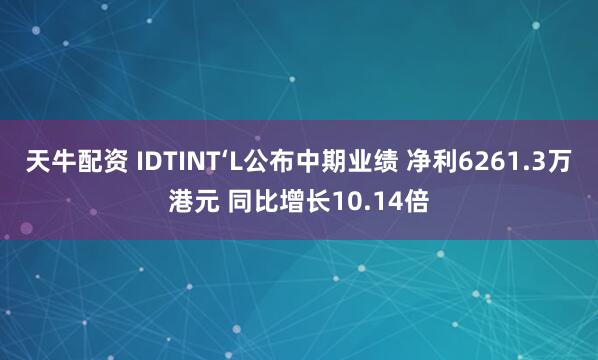 天牛配资 IDTINT‘L公布中期业绩 净利6261.3万港元 同比增长10.14倍